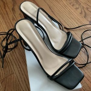 Lace Up Black Heel Sandal